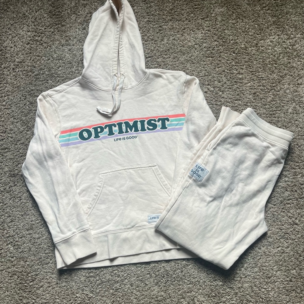 “Optimist” Life is Good Cream Sweatsuit